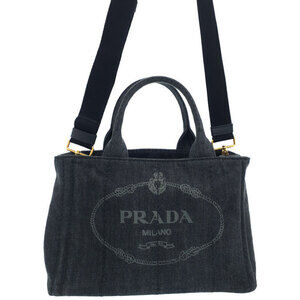 PRADA Canapa Denim Handbag Bag